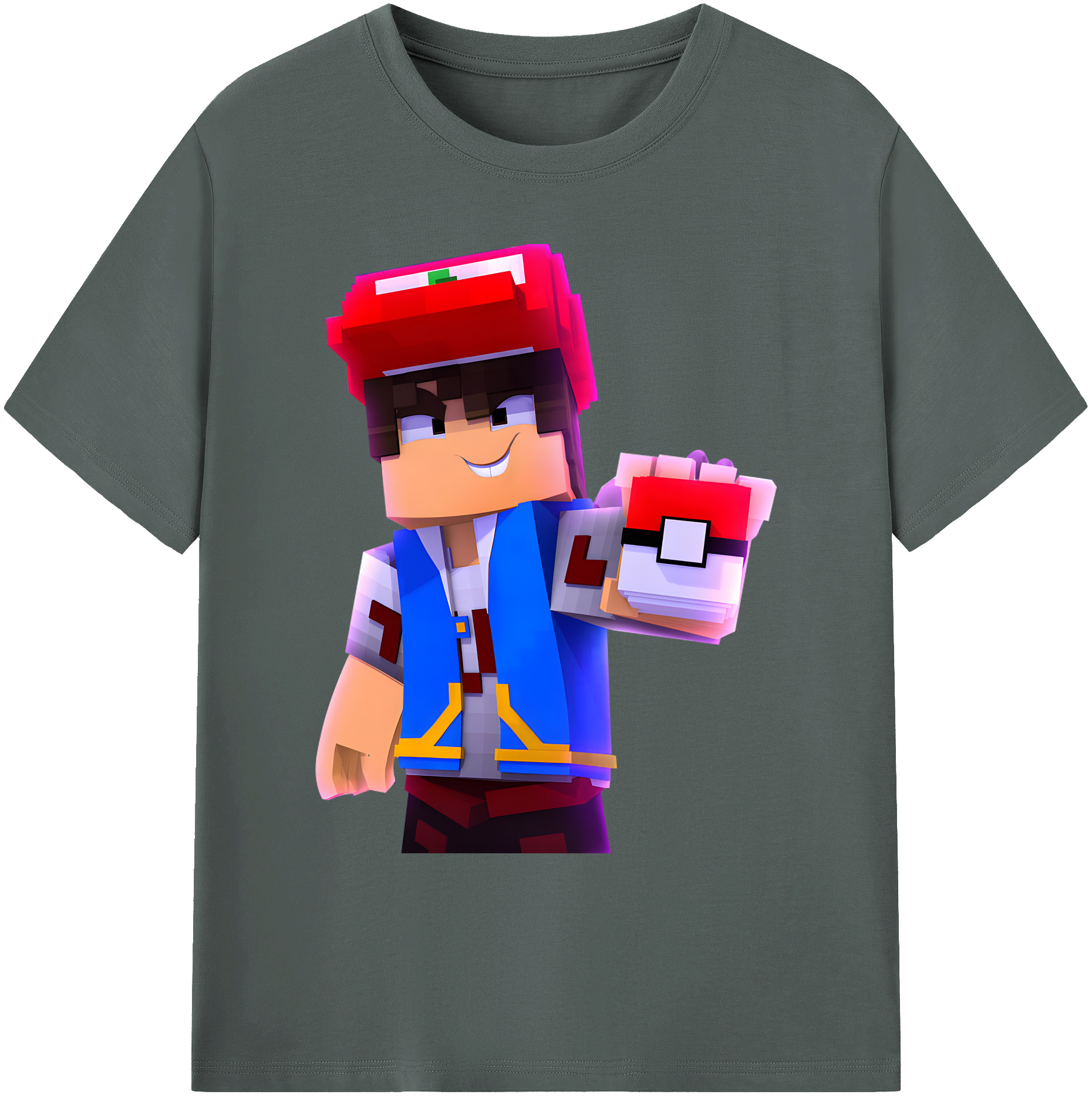 （画像用） マインクラフト ブロックの世界 Minecraft MC Block world 綿100％ メンズ半袖Tシャツ｜肌触りやわらか＆通気性